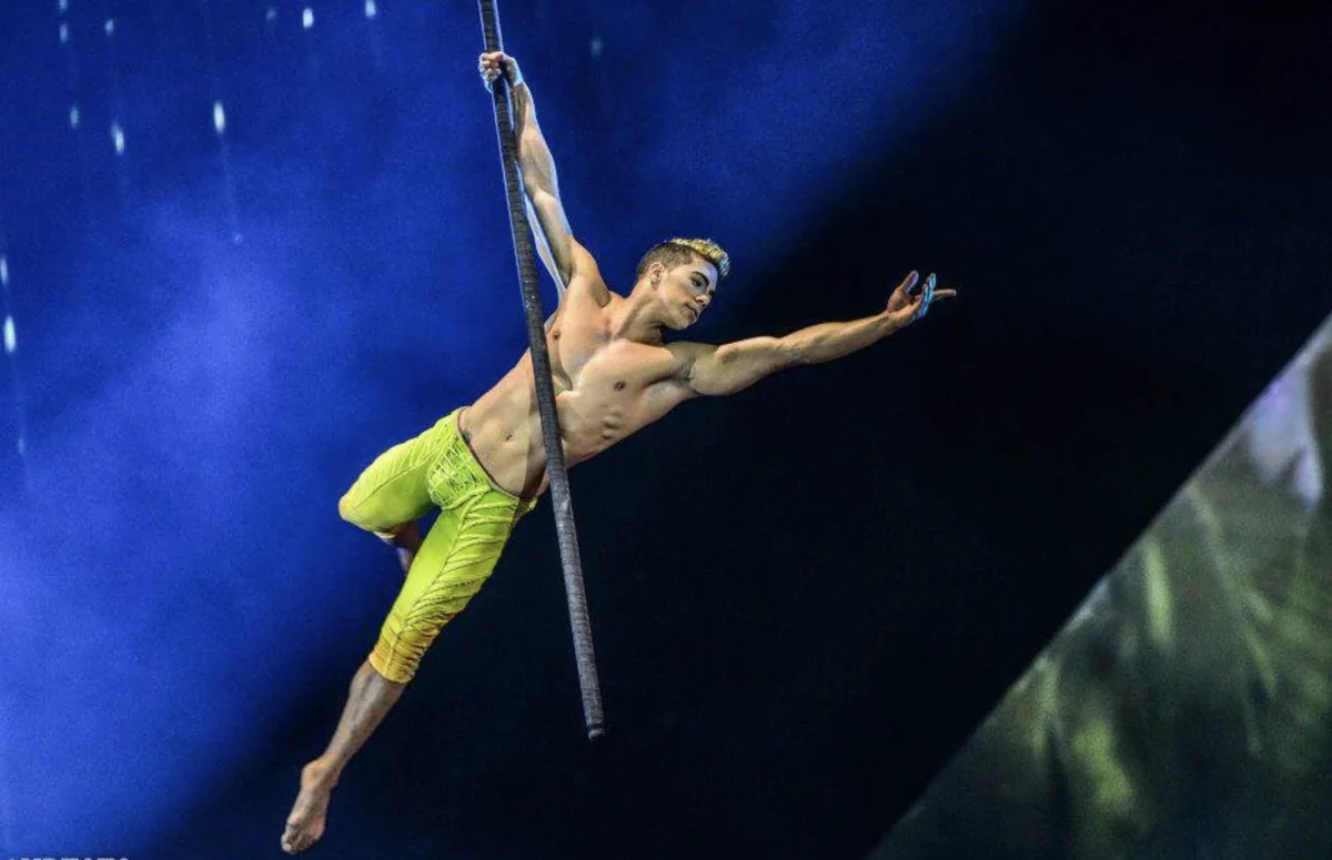 Pole acrobatica: performer su palo verticale